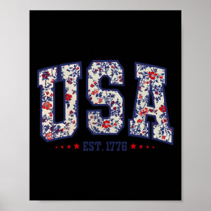 Blumen Usa Est 1776 Patriotische Wildblume 4. Juli Poster