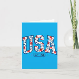 Blumen Usa Est 1776 Patriotische Wildblume Retro Karte