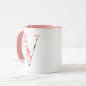 Blumen-V-Anfangsbuchstabe-Tasse | Personalisierter Tasse (Vorderseite Links)