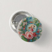 Blumen Valentinskarte aus der viktorianischen Ära, Button (Vorne & Hinten)