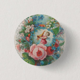 Blumen Valentinskarte aus der viktorianischen Ära, Button