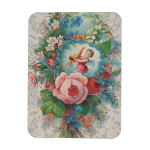 Blumen-Valentinskarte aus der viktorianischen Ära, Magnet