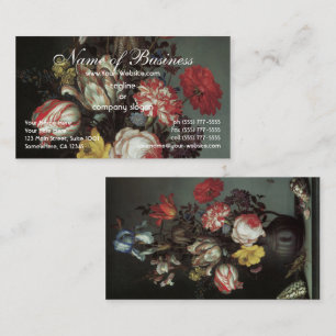 Blumen Vase Muscheln Insekten, Balthasar van der A Visitenkarte