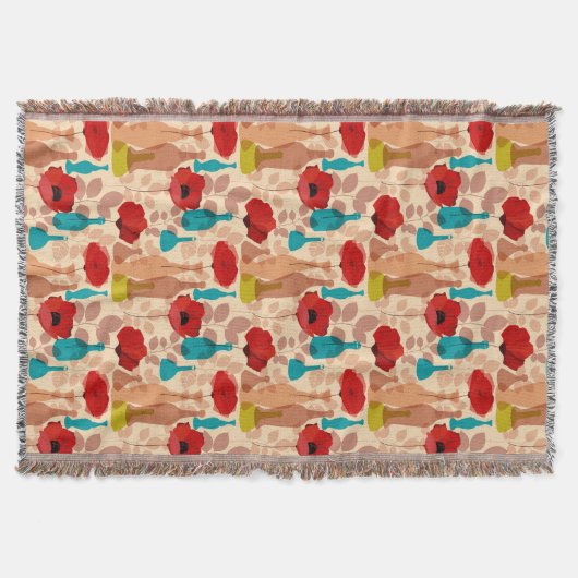 Blumen-, Vasen- und Flaschenmuster Decke (Vorderseite)