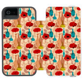 Blumen-, Vasen- und Flaschenmuster Incipio iPhone Geldbeutel-Hülle (Folio Geöffnet)