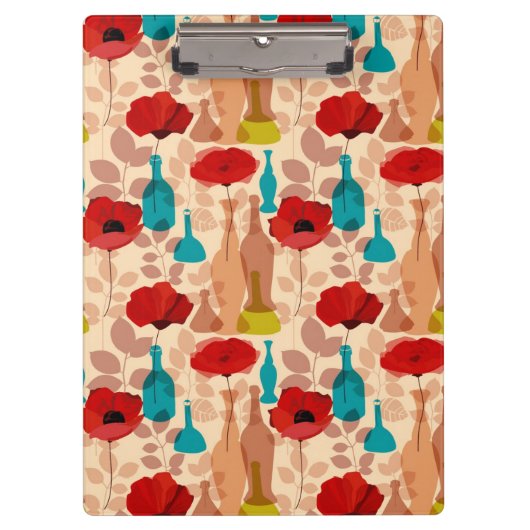 Blumen-, Vasen- und Flaschenmuster Klemmbrett (Vorderseite)