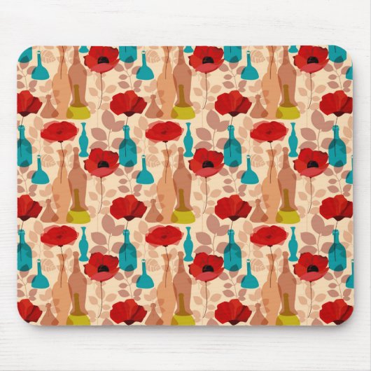 Blumen-, Vasen- und Flaschenmuster Mousepad (Vorne)
