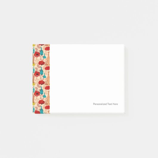 Blumen-, Vasen- und Flaschenmuster Post-it Klebezettel (Vorderseite)