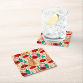 Blumen-, Vasen- und Flaschenmuster Rechteckiger Pappuntersetzer (Vor Ort)