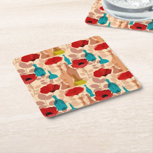 Blumen-, Vasen- und Flaschenmuster Rechteckiger Pappuntersetzer (angewinkelt)