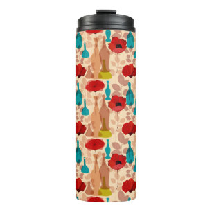 Blumen-, Vasen- und Flaschenmuster Thermosbecher