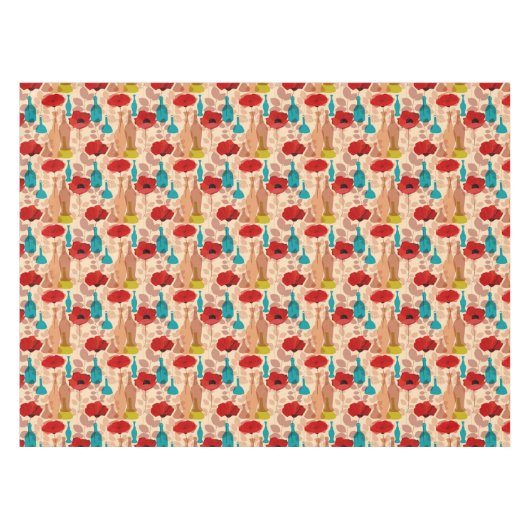 Blumen-, Vasen- und Flaschenmuster Tischdecke (Vorderseite (Horizontal))