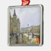 Blumen-Verkäufer durch die Seine Silbernes Ornament (Links)