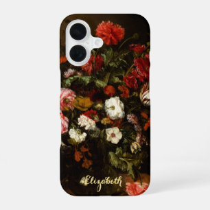 Blumen Vintage-Blumenkunst Stylisches Monogramm iPhone 16 Hülle