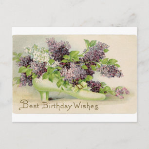 Blumen Vintage Geburtstagsfeier Blüten Blütenblätt Postkarte