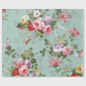 Blumen Vintage Geschenkpapier (Flach)