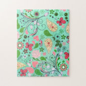 Blumen-Vintage Muster-Beschaffenheits-unmögliches Puzzle (Vertikal)