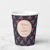 Blumen-Vintage-„Prost [Name]“-Papierbecher Pappbecher (Vorderseite)