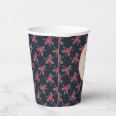 Blumen Vintage „Prost [Name]“ Papiertassen Pappbecher (Rechts)