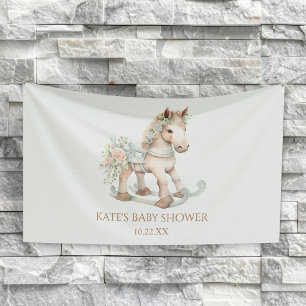 Blumen-Vintage-Spielzeug-Schaukelpferd-Baby-Shower Banner