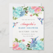 Blumen Vogel Baby Shower Einladung (Vorderseite)
