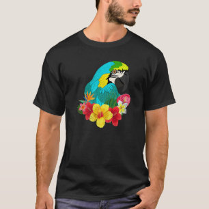 Blumen Vogel Dschungel Tier Tropisch Ara Papagei T-Shirt