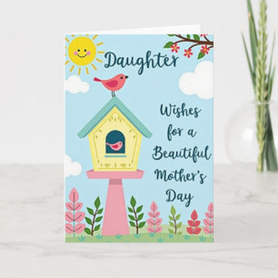 Blumen-Vogel-Familie-Muttertagskarte Karte