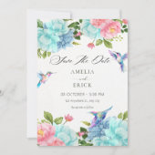 Blumen Vogel Hochzeit Save The Date (Vorderseite)