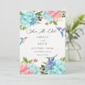 Blumen Vogel Hochzeit Save The Date (Stehend Vorderseite)