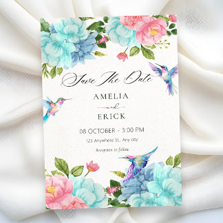 Blumen Vogel Hochzeit Save The Date