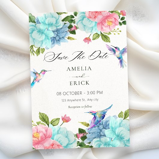 Blumen Vogel Hochzeit Save The Date