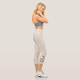 Blumen-Vogel mit pastellfarbenem Boho-Charme Capri Leggings
