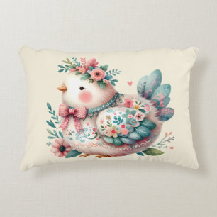Blumen-Vogel mit pastellfarbenem Boho-Charme Dekokissen