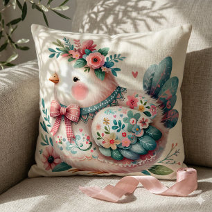 Blumen-Vogel mit pastellfarbenem Boho-Charme Kissen