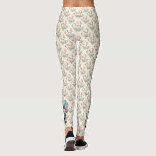 Blumen-Vogel mit pastellfarbenem Boho-Charme Leggings