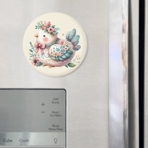 Blumen-Vogel mit pastellfarbenem Boho-Charme Magnet