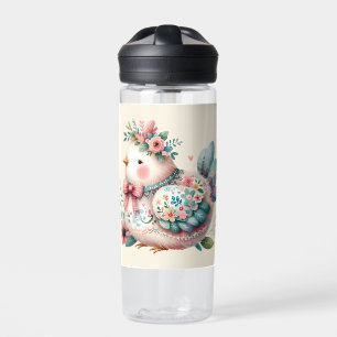 Blumen-Vogel mit pastellfarbenem Boho-Charme Trinkflasche