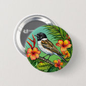 Blumen-Vogel-Ornament Button (Vorne & Hinten)