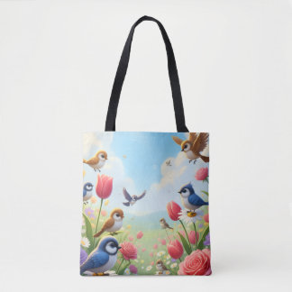Blumen-Vögel-Tragetasche Tasche
