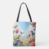 Blumen-Vögel-Tragetasche Tasche (Rückseite)