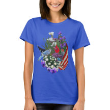 Blumen, Vögel und Flagge 2r T - Shirt