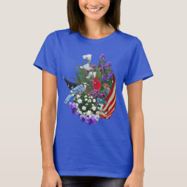 Blumen, Vögel und Flagge 2r T - Shirt