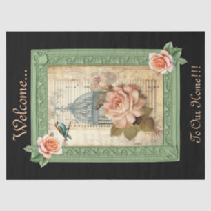 Blumen-Vogelkäfig im Vintage-Stil, decoupage-inspi Seidenpapier