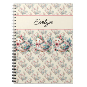 Blumen-Volk-Vogel mit pastellfarbenem Boho-Charme Notizblock