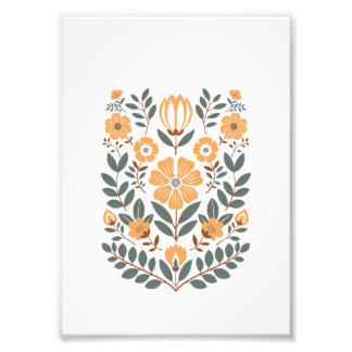 Blumen-Volkskunst-Wandbild, Skandinavische Botanik Fotodruck
