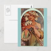 Blumen - von Alphonse Mucha Postkarte (Vorne/Hinten)