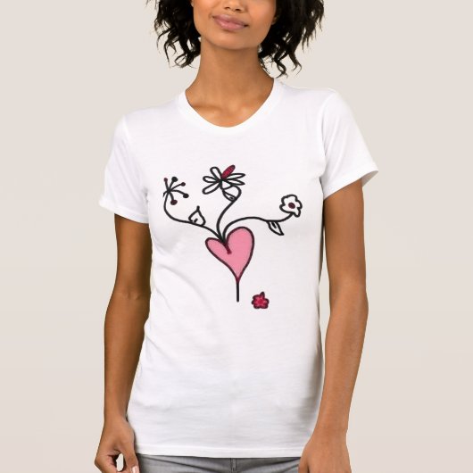 Blumen von einem karminroten Herzen T-Shirt (Vorderseite)