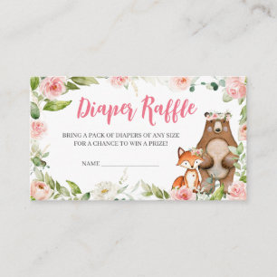 Blumen-Wald-Baby-Party-Windel-Raffle Begleitkarte