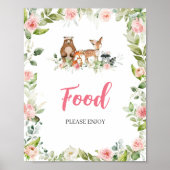 Blumen-Wald-Baby-Shower-Essensschild Poster (Vorne)