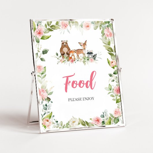 Blumen-Wald-Baby-Shower-Essensschild Poster